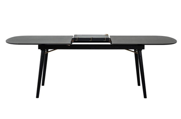 VIG Furniture Addax Black Ash Extendable Dining Table With Charcoal Leaf, Gold Hairpin Supports, Seats 6–8 (90") VGMAMIT-8109