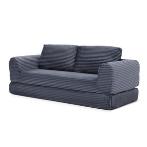 English Elm 2-in-1 Corduroy Futon Sofa Sleeper with Foam Fill and Modular Floor Profile Grey W1117P417293