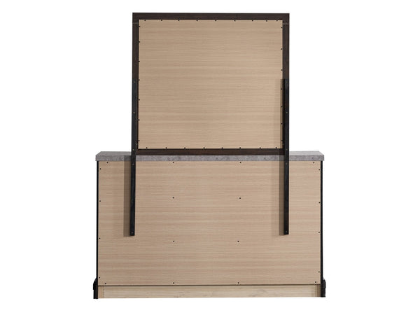 English Elm Grande Six Drawer Dresser Black Laminate Faux Granite Top with Chrome Hardware B078P497910
