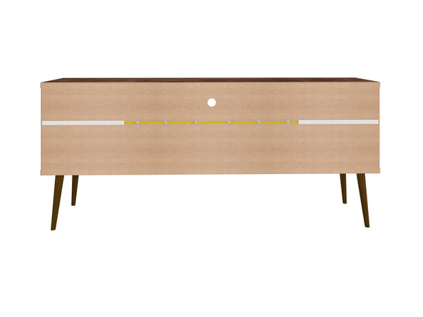 English Elm Bradley 63" Rustic Brown And Yellow Tv Stand - Mid-Century Charm With Ample Storage & Cable Management B365P398363