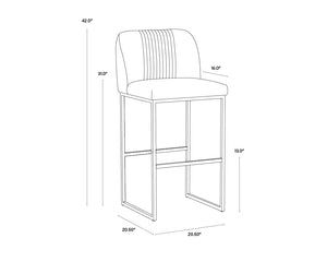 Sunpan Nevin Barstool - Modern Elegance with Comfort and Antique Brass Legs for Stylish Dining Spaces Shadow Grey