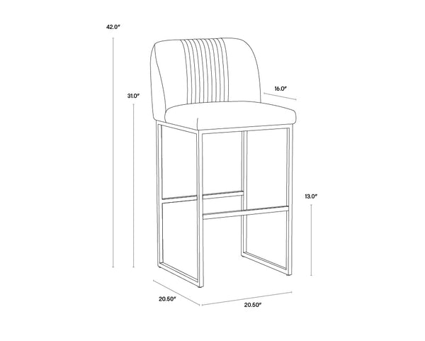 Sunpan Nevin Barstool - Modern Elegance with Comfort and Antique Brass Legs for Stylish Dining Spaces Shadow Grey