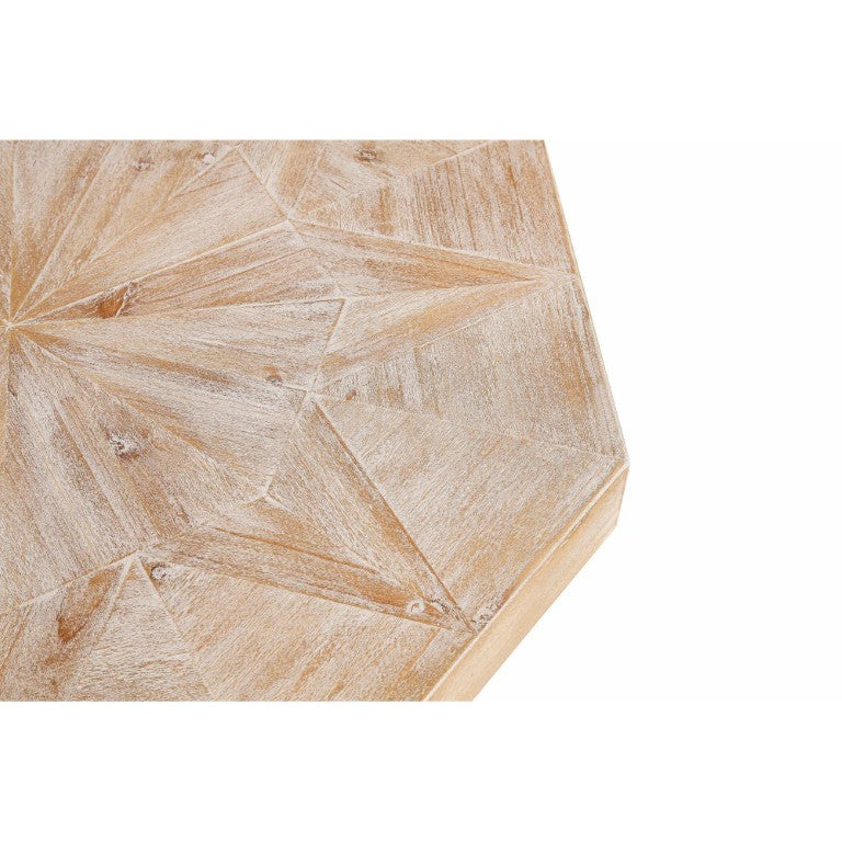 HomeRoots 31 Inch Octagon Solid Oak Pedestal Coffee Table for Stylish Living Room Decor 769627
