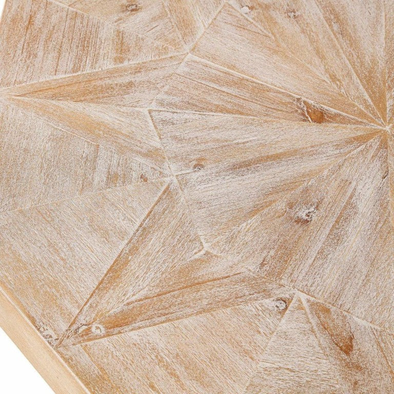 HomeRoots 31 Inch Octagon Solid Oak Pedestal Coffee Table for Stylish Living Room Decor 769627