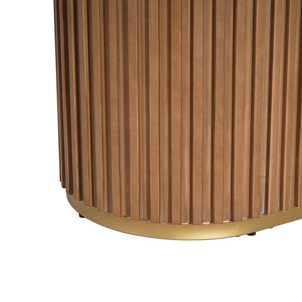 English Elm 63.00"l Tambour Pedestal Counter Table Seats Six with Industrial Mid-century Matte Finish Natural Ash N771P358596A_N771P358597A