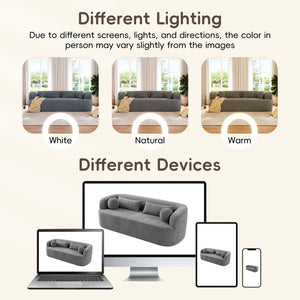 English Elm [new]86" Chenille Cloud Sofa Curved Legless 3-seater with Pocket Springs for Living Room Gray N723P404465E