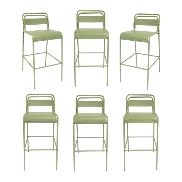 English Elm Christopher Knight Home® - Carmella Outdoor Barstool Set Of 6 - Vibrant Green, Durable Iron, Modern Design For Patio & Deck N775P199822G6PCS