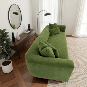 English Elm Richardson Velvet Sofa Scandinavian Minimalist Living Room Seat with Solid Wood Base Green B183P493697