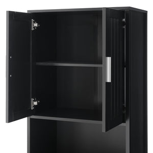 English Elm 70.9" High Freestanding Tall Bathroom Cabinet with Soft-Close Doors, Drawer & Adjustable Shelves for Organized Living Black N729P272001B