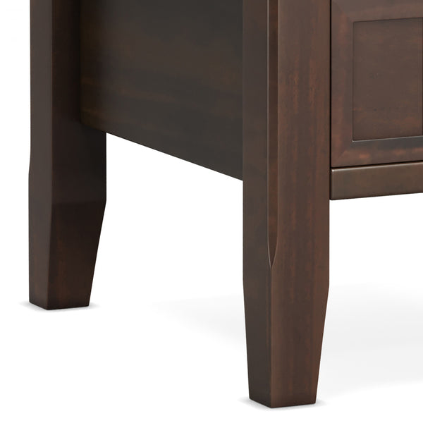 English Elm Acadian Handcrafted Solid Wood End Table In Rich Brunette Brown With Drawer & Open Shelf Storage B136P203471