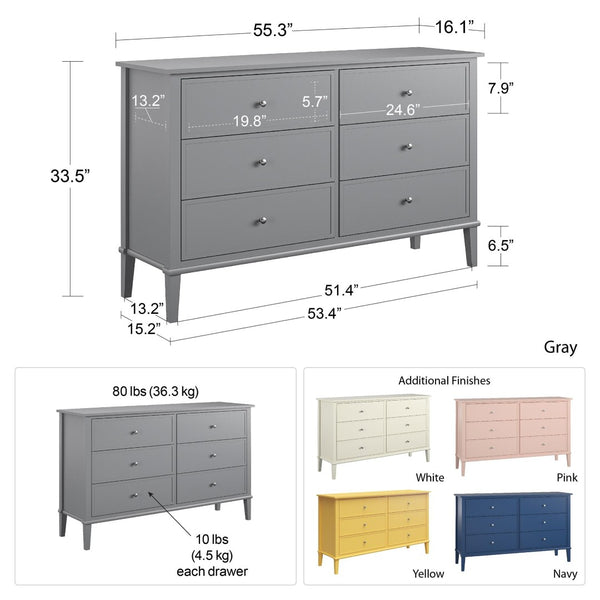English Elm Valencia Seven Drawer Wide Dresser Dual Tone Laminate Matte Black Pulls Bedroom B2733S00011
