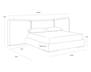 Sunpan CLARIMOND Bed - King Size - Sculptural Elegance with Luxe Boucle Upholstery and Gold Accents 112318