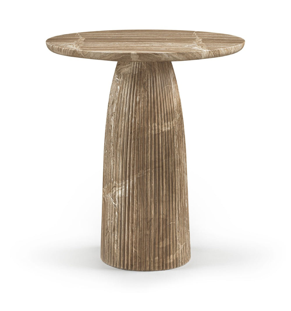 Meridian Furniture Venosa Fluted Concrete Art Deco Bar Table for Stylish Indoor Outdoor Entertaining Spaces Beige 36 inches 769Beige-T36