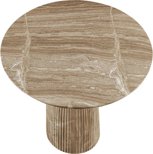 Meridian Furniture Venosa Fluted Concrete Art Deco Bar Table for Stylish Indoor Outdoor Entertaining Spaces Beige 36 inches 769Beige-T36