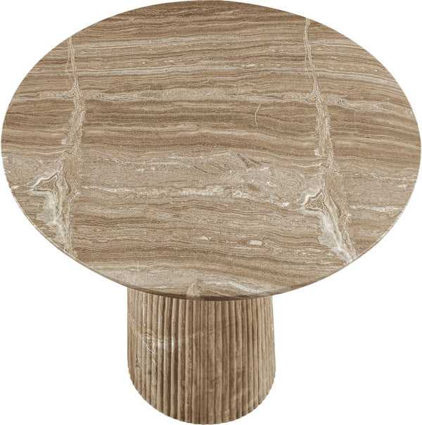 Meridian Furniture Venosa Fluted Concrete Art Deco Bar Table for Stylish Indoor Outdoor Entertaining Spaces Beige 36 inches 769Beige-T36