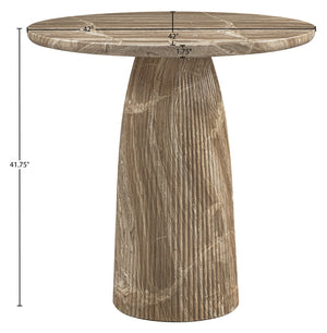 Meridian Furniture Venosa Fluted Concrete Art Deco Bar Table for Stylish Indoor Outdoor Entertaining Spaces Beige 42 inches 769Beige-T42