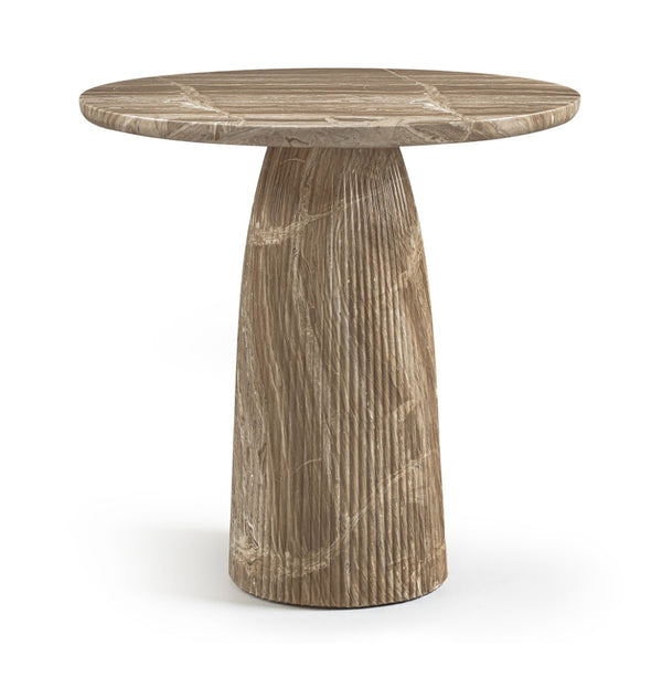 Meridian Furniture Venosa Fluted Concrete Art Deco Bar Table for Stylish Indoor Outdoor Entertaining Spaces Beige 42 inches 769Beige-T42