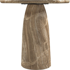 Meridian Furniture Venosa Fluted Concrete Art Deco Bar Table for Stylish Indoor Outdoor Entertaining Spaces Beige 42 inches 769Beige-T42