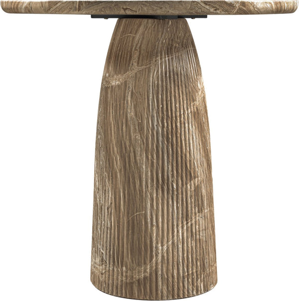 Meridian Furniture Venosa Fluted Concrete Art Deco Bar Table for Stylish Indoor Outdoor Entertaining Spaces Beige 42 inches 769Beige-T42