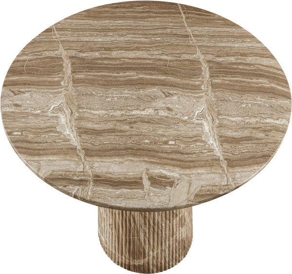 Meridian Furniture Venosa Fluted Concrete Art Deco Bar Table for Stylish Indoor Outdoor Entertaining Spaces Beige 42 inches 769Beige-T42