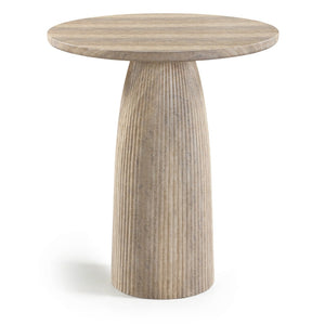 Meridian Furniture Venosa Fluted Concrete Art Deco Bar Table for Stylish Indoor Outdoor Entertaining Spaces Travertine 36 inches 769Travertine-T36