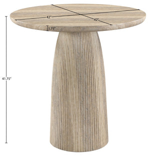 Meridian Furniture Venosa Fluted Concrete Art Deco Bar Table for Stylish Indoor Outdoor Entertaining Spaces Travertine 42 inches 769Travertine-T42