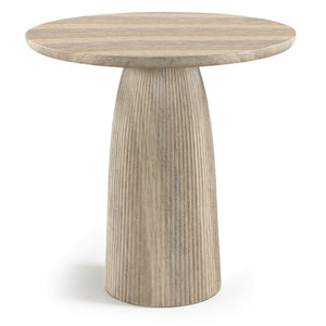 Meridian Furniture Venosa Fluted Concrete Art Deco Bar Table for Stylish Indoor Outdoor Entertaining Spaces Travertine 42 inches 769Travertine-T42