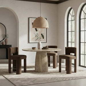 Meridian Furniture Venosa Fluted Concrete Art Deco Bar Table for Stylish Indoor Outdoor Entertaining Spaces Travertine 42 inches 769Travertine-T42