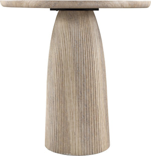 Meridian Furniture Venosa Fluted Concrete Art Deco Bar Table for Stylish Indoor Outdoor Entertaining Spaces Travertine 42 inches 769Travertine-T42