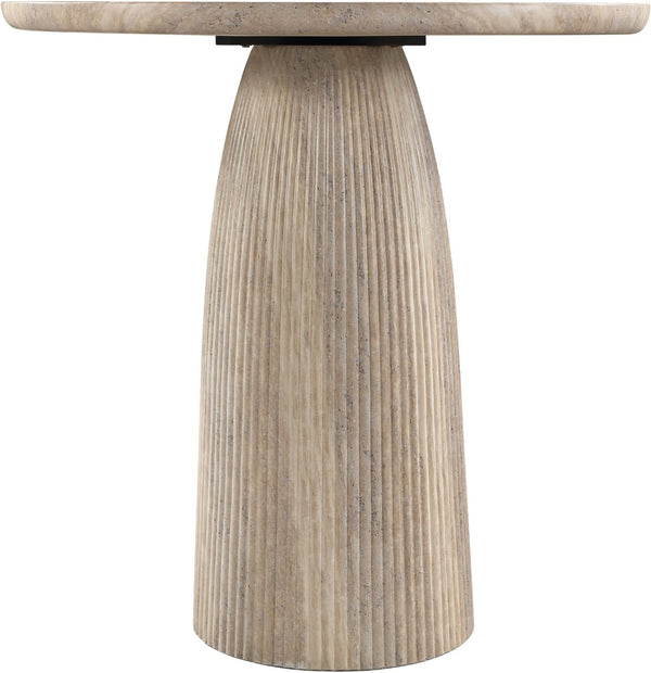 Meridian Furniture Venosa Fluted Concrete Art Deco Bar Table for Stylish Indoor Outdoor Entertaining Spaces Travertine 42 inches 769Travertine-T42