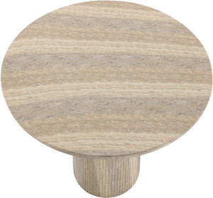 Meridian Furniture Venosa Fluted Concrete Art Deco Bar Table for Stylish Indoor Outdoor Entertaining Spaces Travertine 42 inches 769Travertine-T42