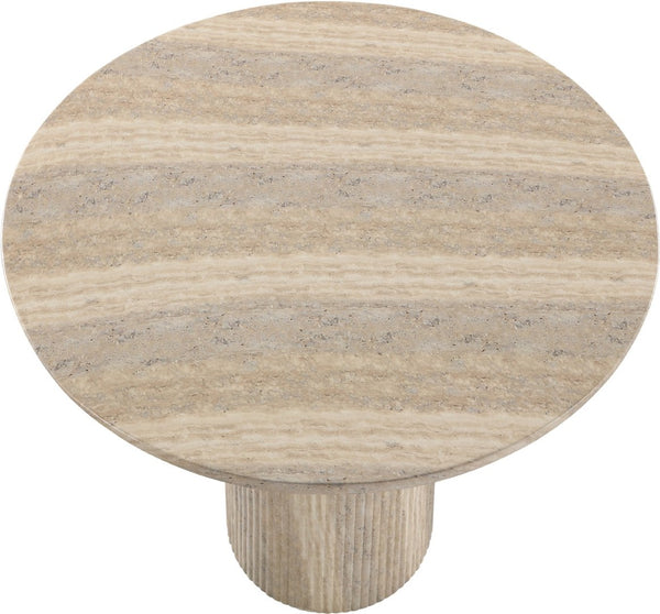 Meridian Furniture Venosa Fluted Concrete Art Deco Bar Table for Stylish Indoor Outdoor Entertaining Spaces Travertine 42 inches 769Travertine-T42
