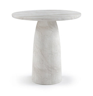 Meridian Furniture Venosa Fluted Concrete Art Deco Bar Table for Stylish Indoor Outdoor Entertaining Spaces White 36 inches 769White-T36