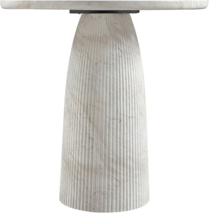 Meridian Furniture Venosa Fluted Concrete Art Deco Bar Table for Stylish Indoor Outdoor Entertaining Spaces White 36 inches 769White-T36