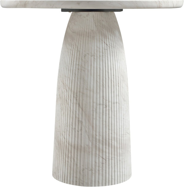 Meridian Furniture Venosa Fluted Concrete Art Deco Bar Table for Stylish Indoor Outdoor Entertaining Spaces White 36 inches 769White-T36