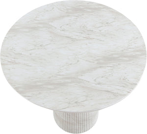 Meridian Furniture Venosa Fluted Concrete Art Deco Bar Table for Stylish Indoor Outdoor Entertaining Spaces White 36 inches 769White-T36