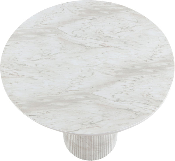 Meridian Furniture Venosa Fluted Concrete Art Deco Bar Table for Stylish Indoor Outdoor Entertaining Spaces White 36 inches 769White-T36