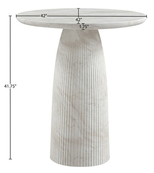 Meridian Furniture Venosa Fluted Concrete Art Deco Bar Table for Stylish Indoor Outdoor Entertaining Spaces White 42 inches 769White-T42