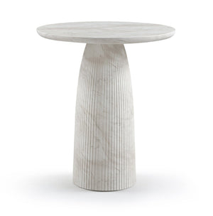 Meridian Furniture Venosa Fluted Concrete Art Deco Bar Table for Stylish Indoor Outdoor Entertaining Spaces White 42 inches 769White-T42