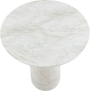 Meridian Furniture Venosa Fluted Concrete Art Deco Bar Table for Stylish Indoor Outdoor Entertaining Spaces White 42 inches 769White-T42
