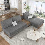 English Elm 114" L-Shaped Sofa Sectional Sofa With Two Usb Ports and Two Power Sockets, A Storage Drawer and A Reversible Chaise Lounge For Living Room, Grey