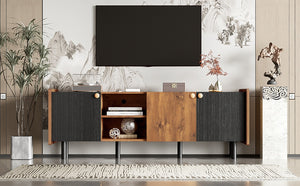 English Elm Mid Century Tv Stand With 3 Cabinets - Stylish Media Console For Tvs Up To 70” With Smart Storage N710P180186P