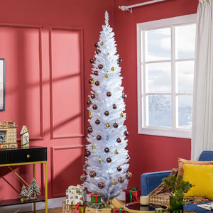 English Elm Homcom 8' Slim Pencil Christmas Tree - Realistic 618 Branch Tips, Space-Saving Design For Any Room W2225P249666