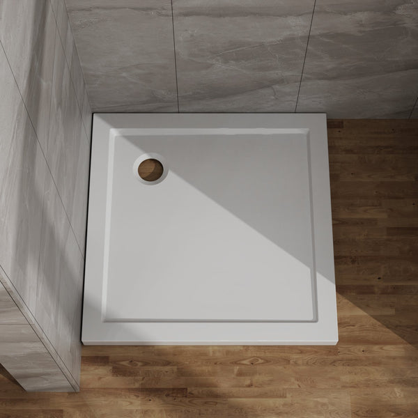 English Elm Goodyo 32x32 Shower Base Center Drain 2in Tall High-Gloss ABS Acrylic Pan Easy-Clean Durable White D163116715