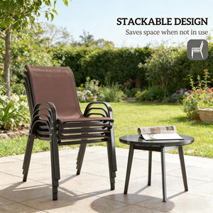 English Elm Stackable Outdoor Dining Chairs Set of 4 Mesh Back Patio Seating with Steel Frame T3971P444980