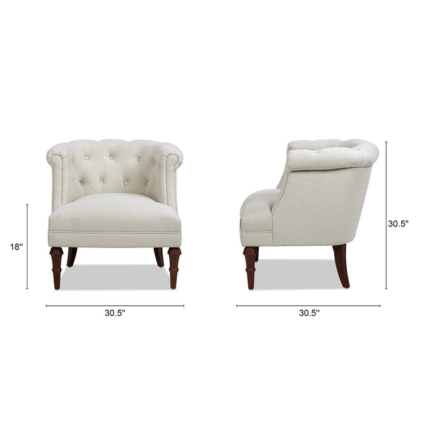 English Elm Jennifer Taylor Home - Katherine Tufted Accent Chair Sand Beige Polyester - Handcrafted Barrel Back, High-Density Foam Comfort B2719P364404
