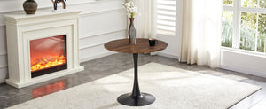 English Elm Round Faux Marble Tulip Pedestal Dining Table Mid Century Modern for Small Bistro Spaces Black,Walnut W2920P400946