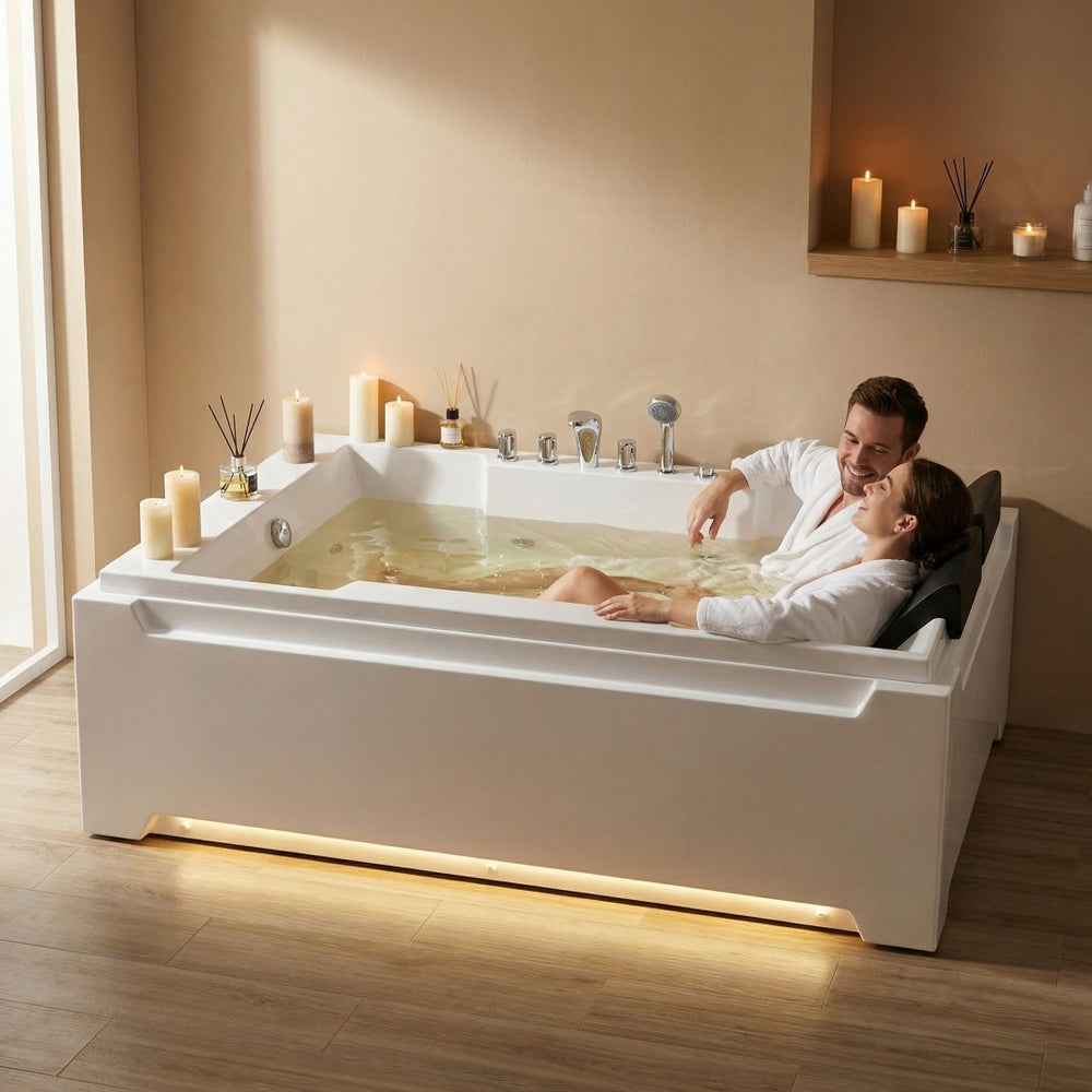 English Elm X-031 Two Person Whirlpool Soaking Tub with Hydromassage Jets and Chromatherapy Lighting W3605P361159