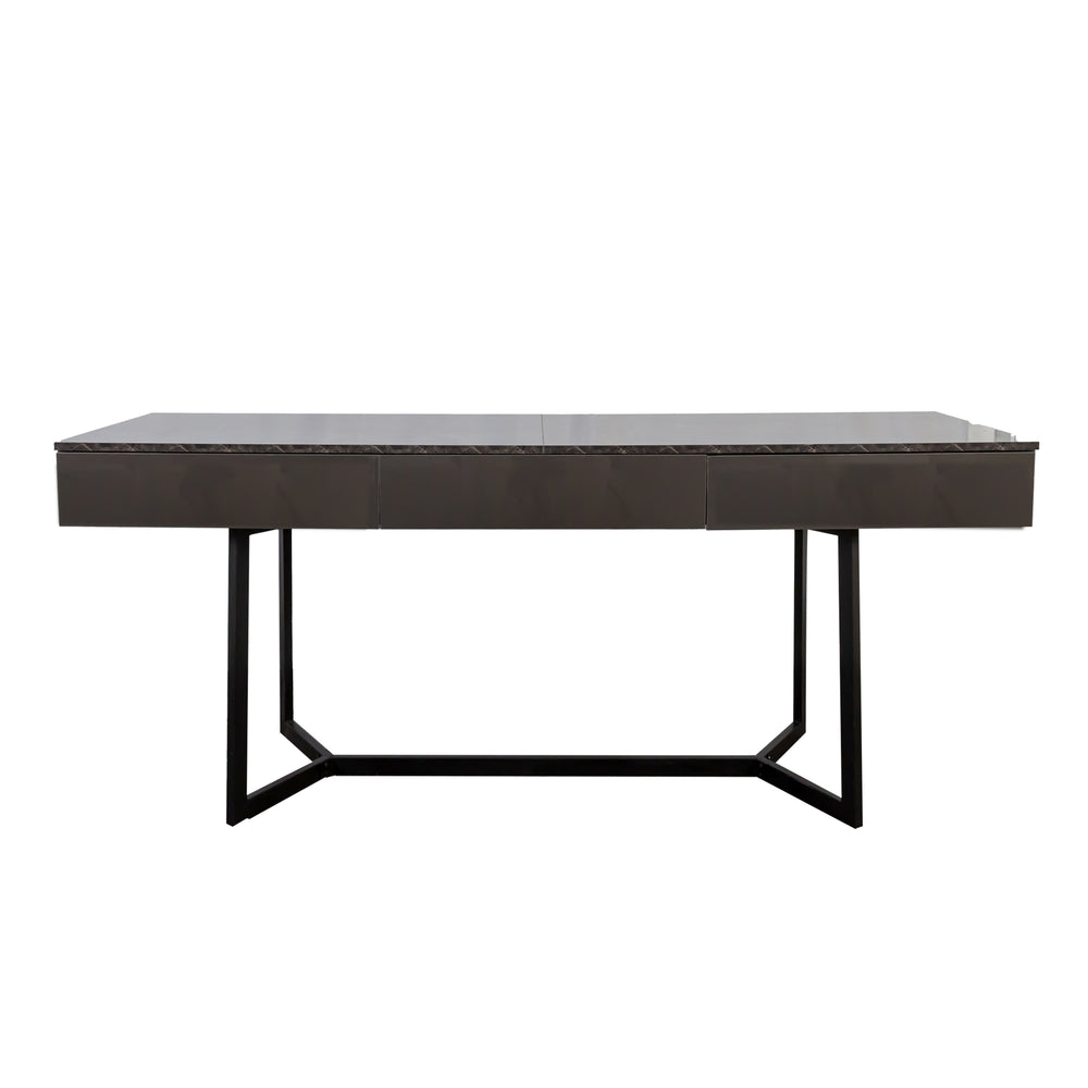English Elm Modern Black Elegant 70.87" Computer Desk with Y-Shape Metal Legs, Spacious Top for Work & Study W331P286651