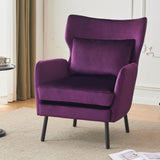 Christopher Knight Home® Velvet Wingback Accent Chair, Modern Living Room Armchair, Comfy Single Sofa, Purple